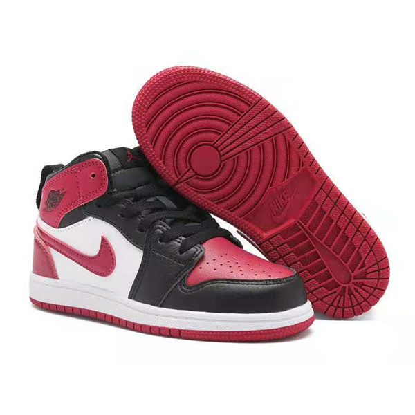 Youth Running Weapon Air Jordan 1 Black/White/Red Shoes 0022